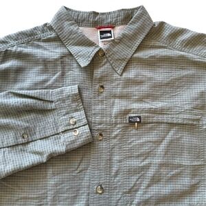 The North Face Green Modal Seersucker Long Sleeve Casual Button Down Shirt Sz XL